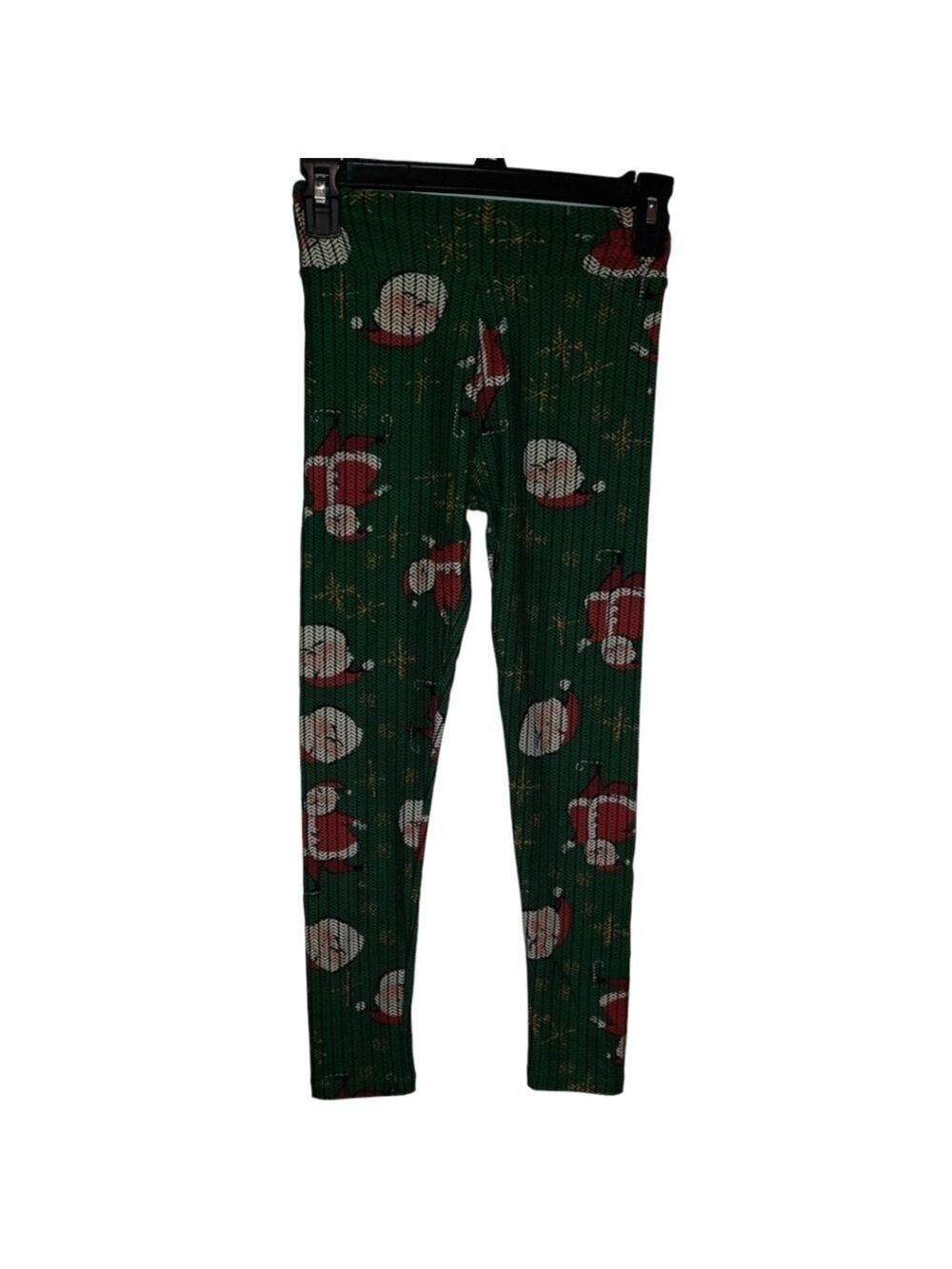 LuLaRoe Girls Christmas Green Leggings Tween Size NWOT